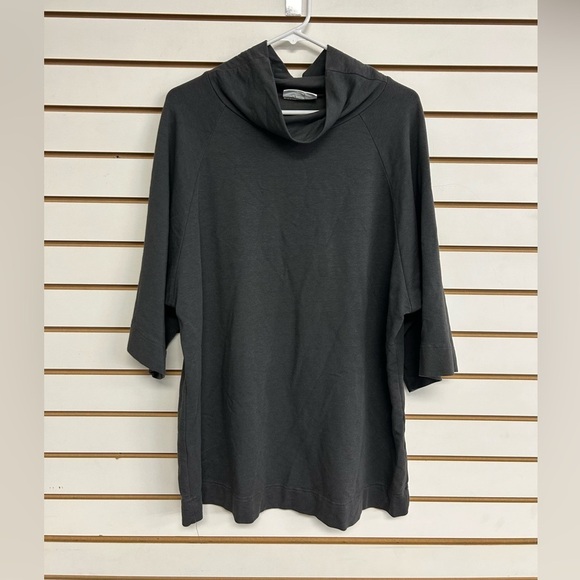 Bryn Walker Organic Cotton French Terry Blouse Stretch Size S Gray‎ Cowl Neck - Picture 1 of 8